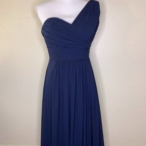 Bill Levkoff one shoulder floor length a line gown